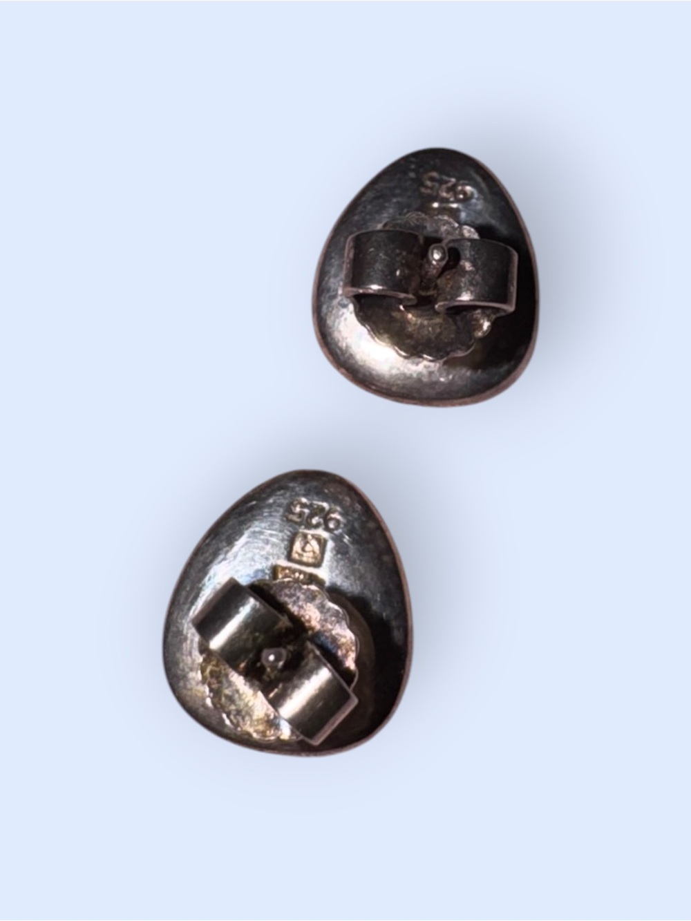 Vintage Blue Opal Stud Earrings - Picture 4 of 6